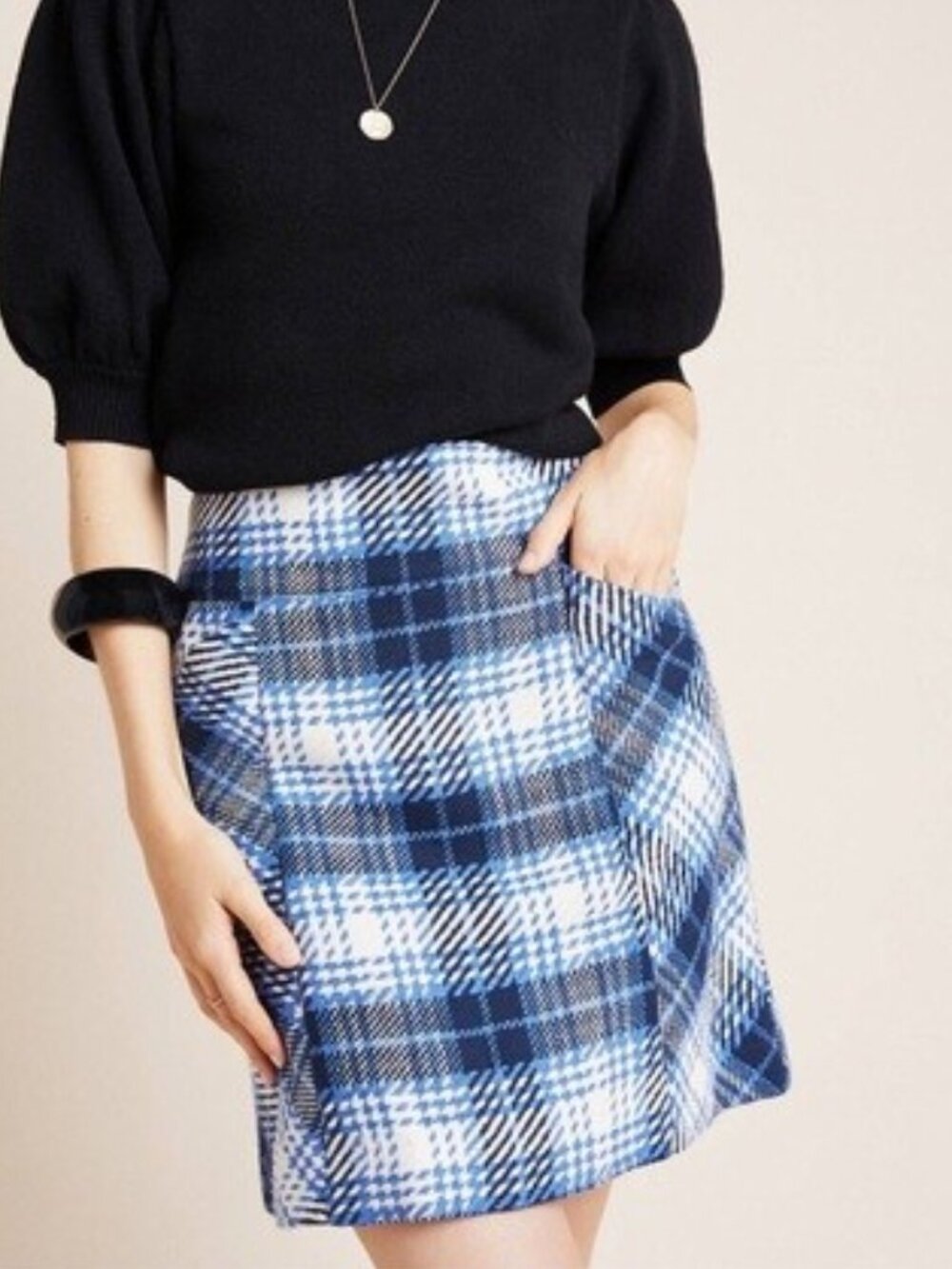 Maeve Anthropologie Plaid Tweed Skirt